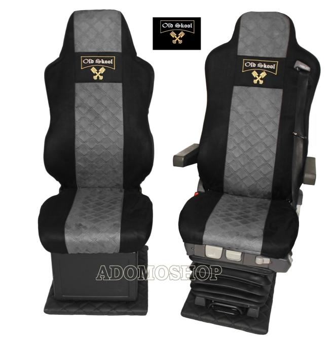 Sitzbezüge für MAN TGX TGA TGL TGM TGS schwarz-grau , 1 Gurt Old Skool 