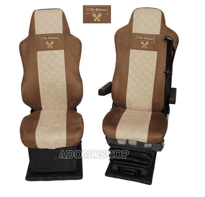 Sitzbezüge für MAN TGX TGA TGL TGM TGS braun-beige 1 Gurt Old Skool 