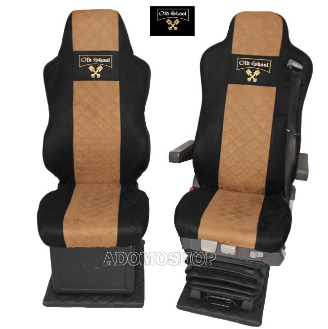 Sitzbezüge für MAN TGX TGA TGL TGM TGS schwarz-braun 1 Gurt Old Skool 
