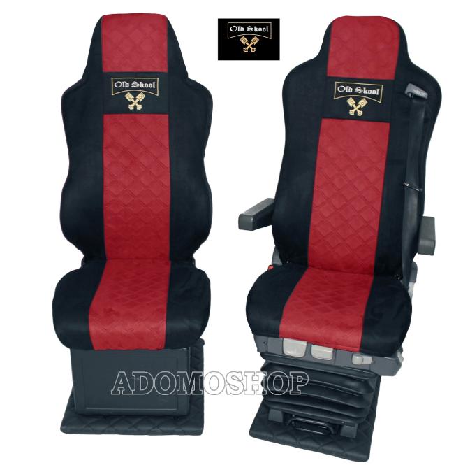 Sitzbezüge für MAN TGX TGA TGL TGM TGS schwarz-rot 1 Gurt Old Skool 