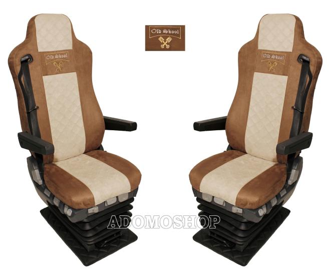 Sitzbezüge für MAN TGX TGA TGL TGM TGS braun-beige 2 Gurt Old Skool 