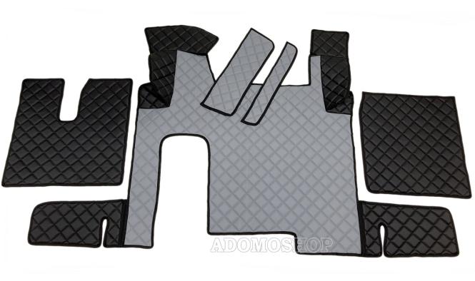 Kunstlederfussmatten für MAN TGX ab 2007 automatik 2 Schubladen grau-schwarz-mat 
