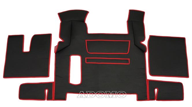 Kunstlederfußmatten für Man TGX 2018 - 2020 schwarz - glatt, Umr. rot 