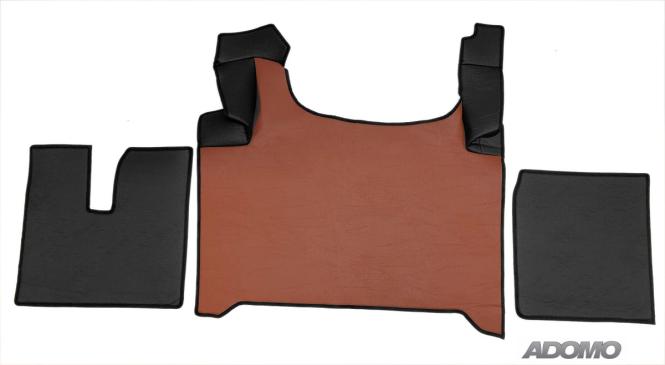 Kunstlederfußmatten für Man TGX ab 2020 schwarz-braun-glatt, Umr. schwarz 