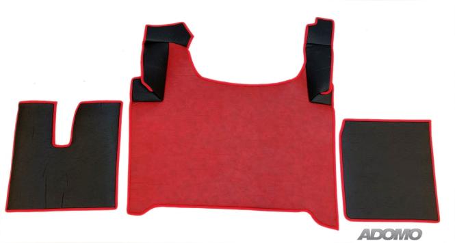 Kunstlederfußmatten für Man TGX ab 2020 schwarz-rot-schattiert-glatt, Umr. schwarz 