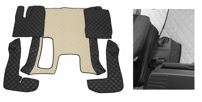 Kunstlederfußmatten für Man TGS und TGL ab 2007 bis 2018, automatik, schwarz-beige-matt 