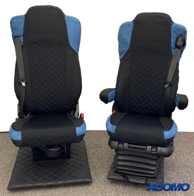 Lkw Sitzbezüge für Actros L ab 2022 MP5 MP4 Beifahrer klappbar blau 2 Armlehnen 