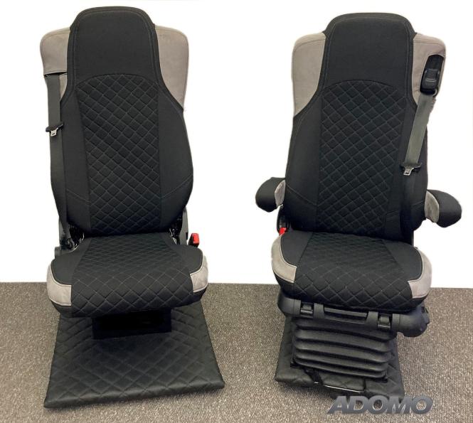 Lkw Sitzbezüge für Actros L MP5 MP4 Beifahrer klappbar grau 2 Armlehnen 