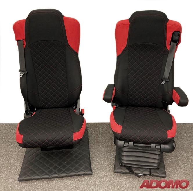 Lkw Sitzbezüge für Actros L ab 2022 MP5 MP4 Beifahrer klappbar rot 2 Armlehnen 