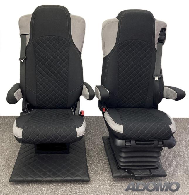 Lkw Sitzbezüge für Actros L MP5 MP4 Beifahrer klappbar grau 4 Armlehnen 