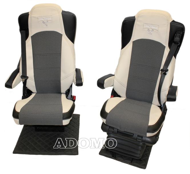 Lkw Sitzbezüge aus Kunstleder für Actors L ab 2022 MP5 MP4 Beifahrer klappbar beige 4 Armlehnen Old Skool 