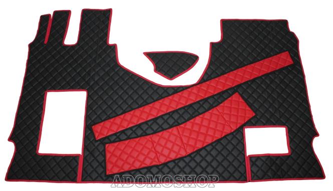 Kunstlederfußmatten mit Sitzsockel für MP5 und MP4, klappbar, schwarz-rot 