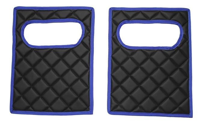 Kühlschranktürverkleidung aus Kunstleder für Actros MP5 und MP4, schwarz-blau umr.-matt 