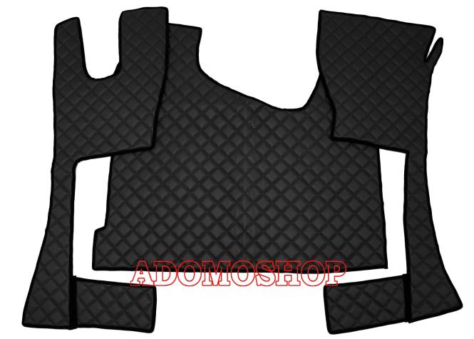 Kunstleder Fussmatten Actros MP5/Mp4 schmales Haus Tunnel schwarz-matt 