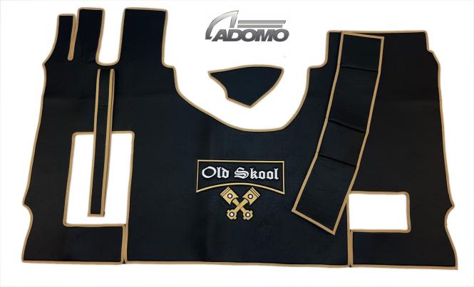 Kunstlederfußmatten MP4 und MP5 schwarz-schattiert-glatt, klappbar, großes old skool Logo 