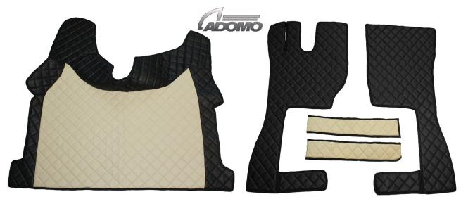 Kunstlederfußmatten mit Sitzsockel für Volvo FH Aero FH5 FH4 Beifahrersitz drehbar, schwarz-beige-matt 