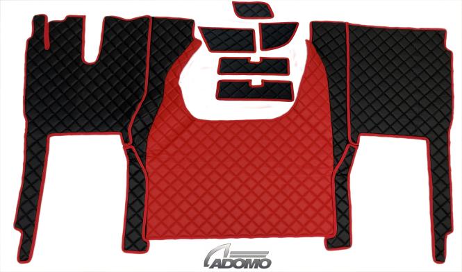 Kunstlederfußmatten für Iveco S-Way ab 2025 schwarz - rot, matt 