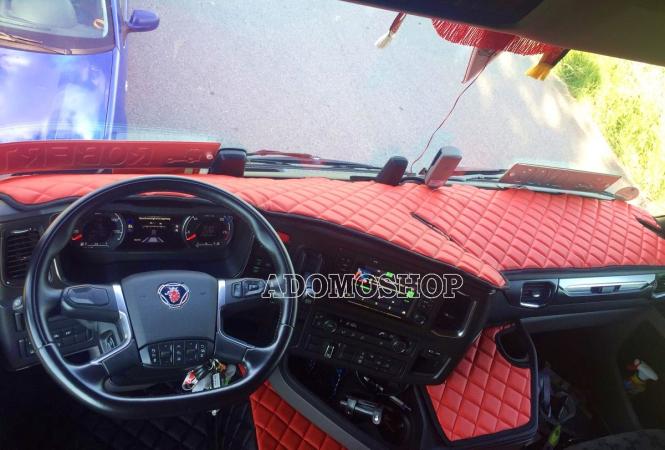 Armaturenabdeckung aus Kunstleder für Scania S und New Generation ab 2017  rot-matt 