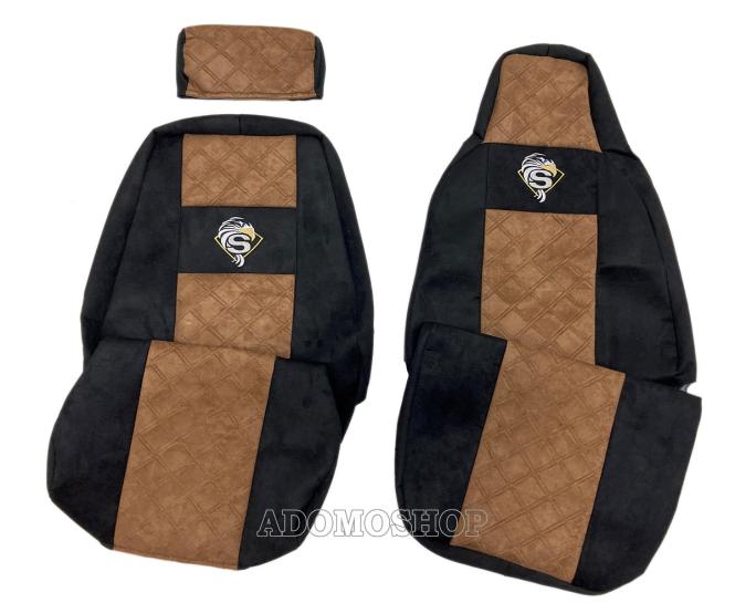 Sitzbezüge für Scania S und R New Generation ab 2017mit klappbarem Beifahrersitz, schwarz-braun 