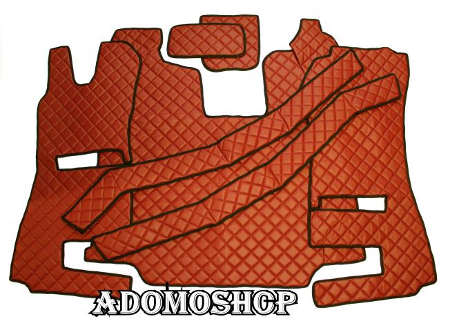 Fussmatten aus Kunstleder für Scania R ab 2013 mit neuem Recarositz in braun klappbar 