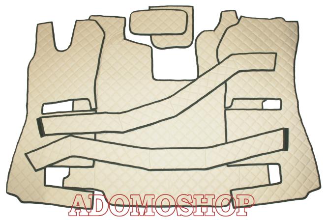 Fussmatten aus Kunstleder für Scania R ab 2013 mit neuem Recarositz in beige-Luftgefedert 