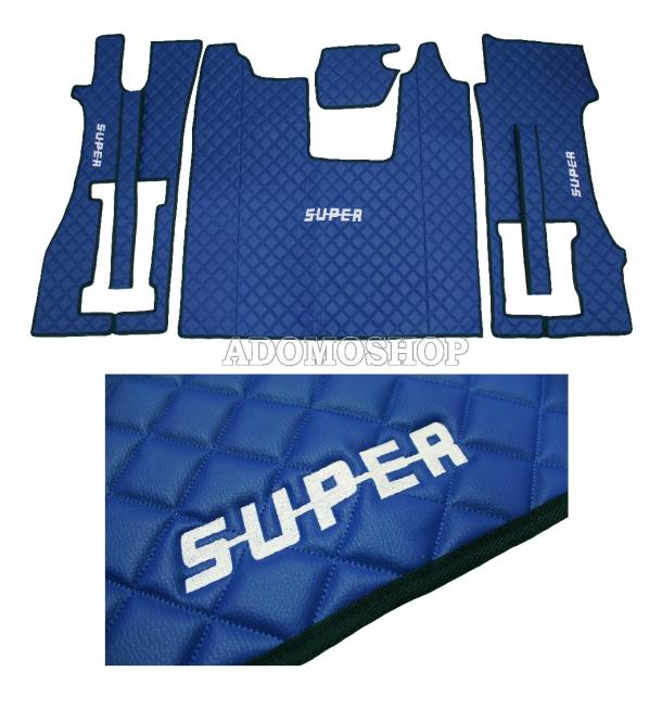 Kunstleder Fußmatten für SCANIA R ab 2017, klappbarer Beifahrersitz in blau, SUPER 