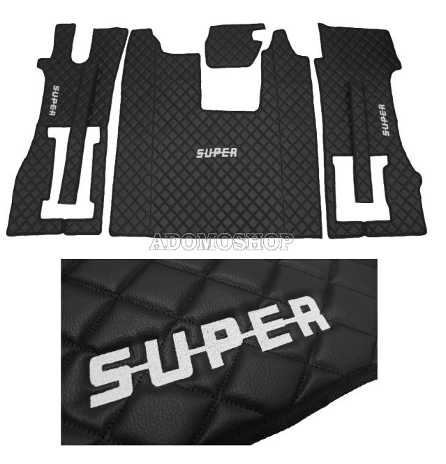 Kunstleder Fußmatten für SCANIA R ab 2017, klappbarer Beifahrersitz in schwarz, SUPER 