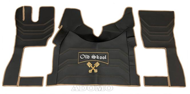 Kunstlederfußmatten Volvo FH Aero FH5 FH4 schwarz - glatt, Old Skool, extra Steppung 