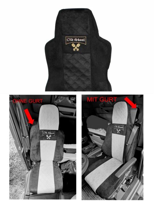 Sitzbezüge für neuen MAN TGX, TGS ab 2020 1 Gurt, schwarz, Old Skool 