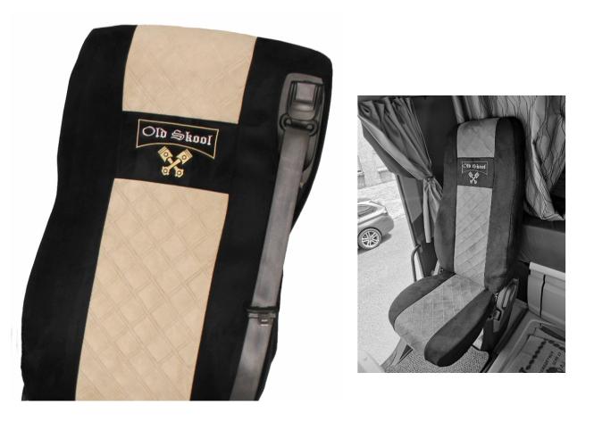 Sitzbezüge für Daf ab 2021 XF-new XG XG+, schwarz-beige, Old Skool, klappbar 