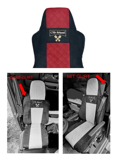 Sitzbezüge für neuen MAN TGX TGS ab 2020 1 Gurt, schwarz-rot, Old Skool 