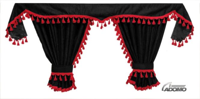 Lkw Gardinen für DAF ab 2021 XG XG+ XF, schwarz-rot, gratis Gardinenhaken 