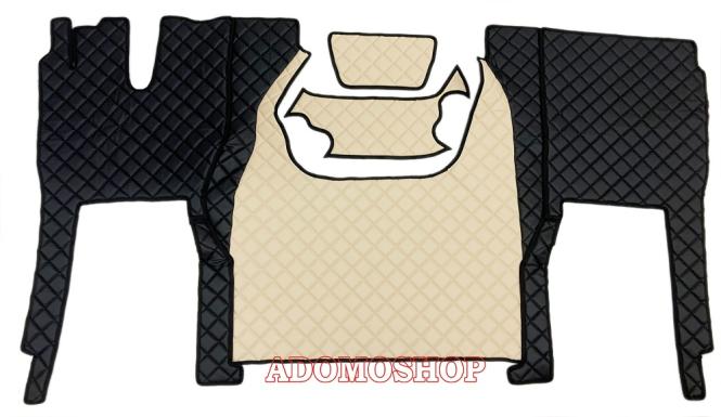 Kunstlederfußmatten für Iveco S-Way ab 2020 schwarz-beige-matt 