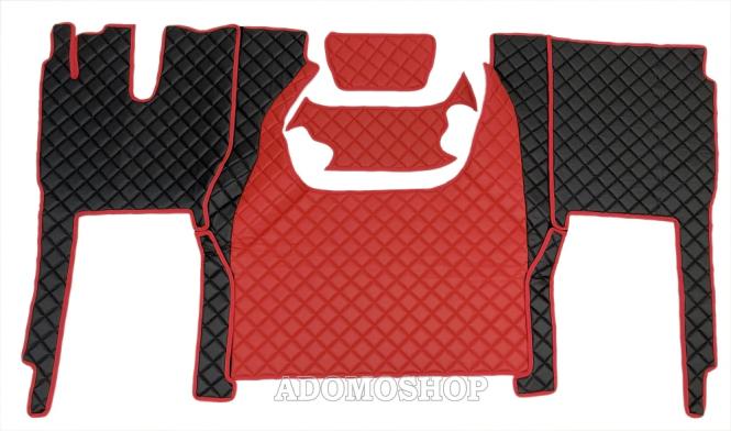 Kunstlederfußmatten für Iveco S-Way ab 2020 schwarz-rot-matt 