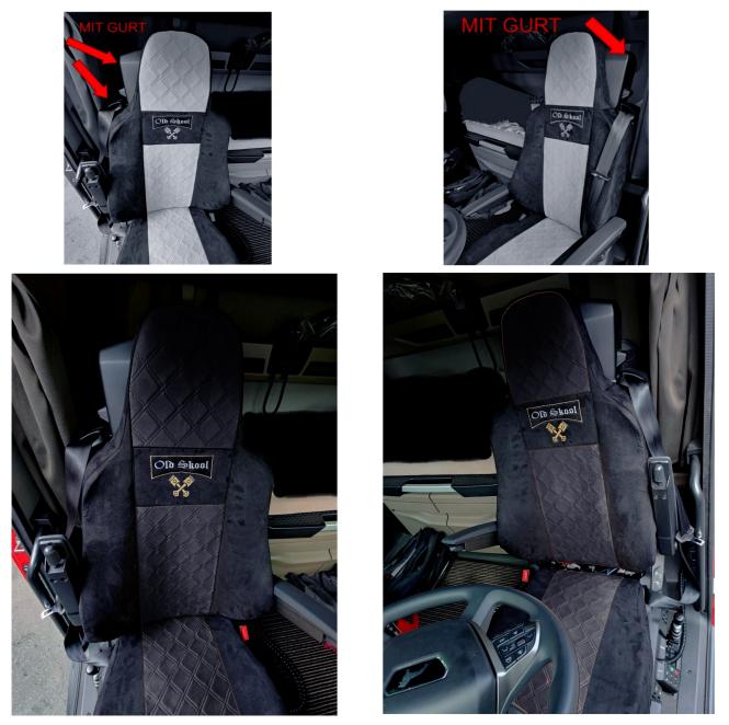 Sitzbezüge für neuen MAN TGX, TGS ab 2020 2 Gurt, schwarz-, Old Skool 