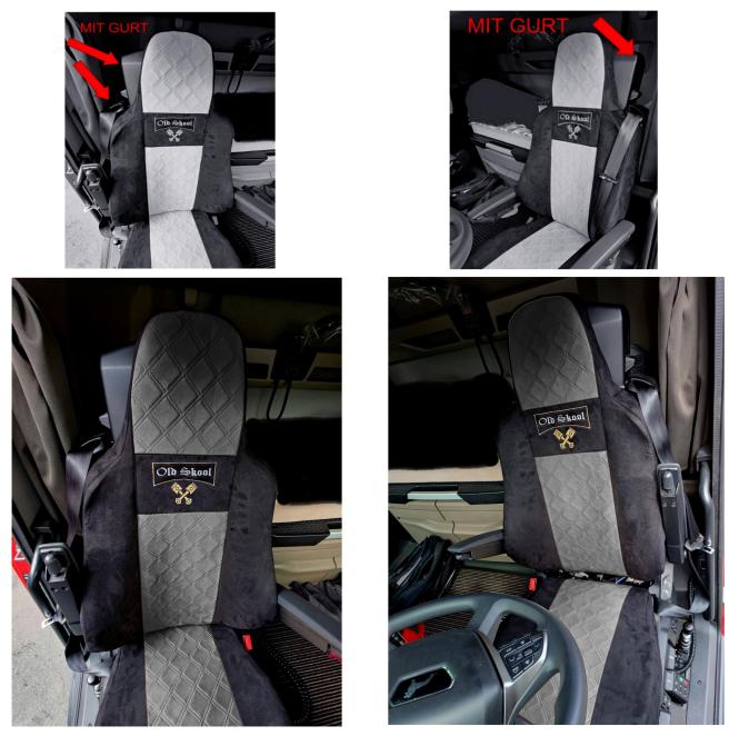 Sitzbezüge für neuen MAN TGX, TGS ab 2020 2 Gurt, schwarz-grau, Old Skool 