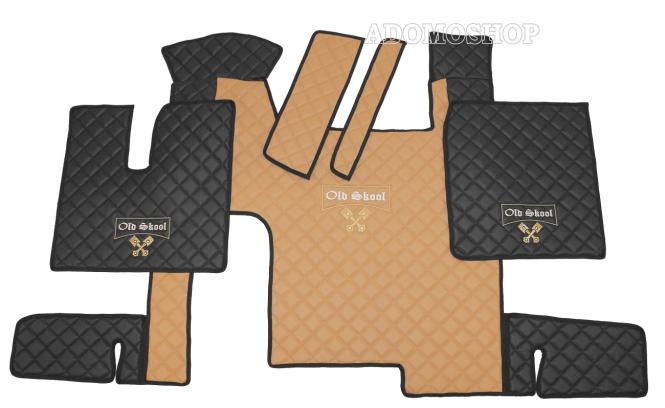 Kunstlederfussmatten für MAN TGX ab 2007 schwarz-cappuccino Old Skool 