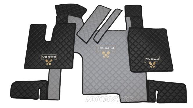 Kunstlederfussmatten für MAN TGX ab 2007 schwarz - grau Old Skool 