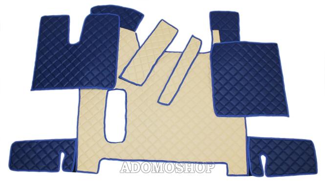 Kunstlederfußmatten für Man TGX ab 2018 beige-blau-matt 