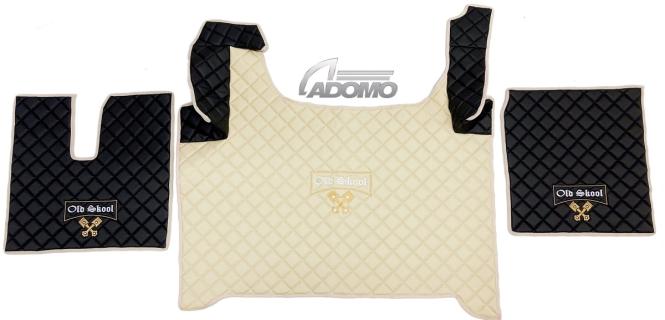 Kunstlederfußmatten für Man TGX ab 2020 beige-schwarz-matt Old Skool 
