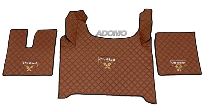 Kunstlederfußmatten für Man TGX ab 2020 braun-matt Old Skool 