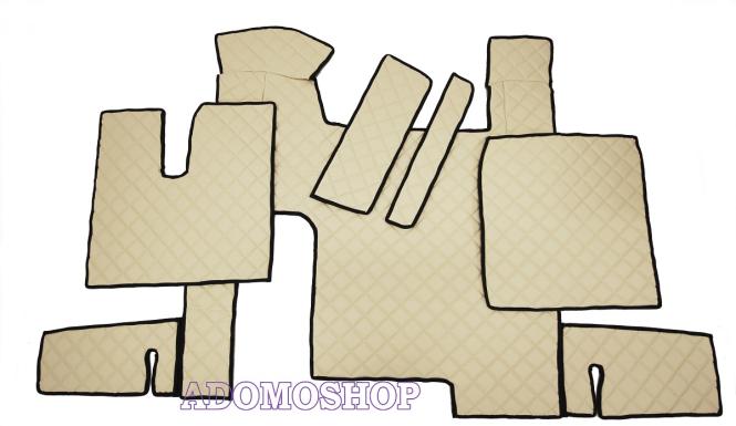 Kunstleder Fussmatten für MAN TGX, automatik 2 Schubladen, beige-matt 