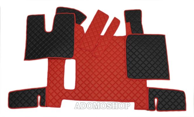 Kunstlederfußmatten für Man TGX ab 2018 rot-schwarz-matt 