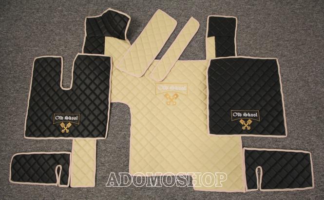 Kunstlederfussmatten für MAN TGX ab 2007 beige - schwarz Old Skool 