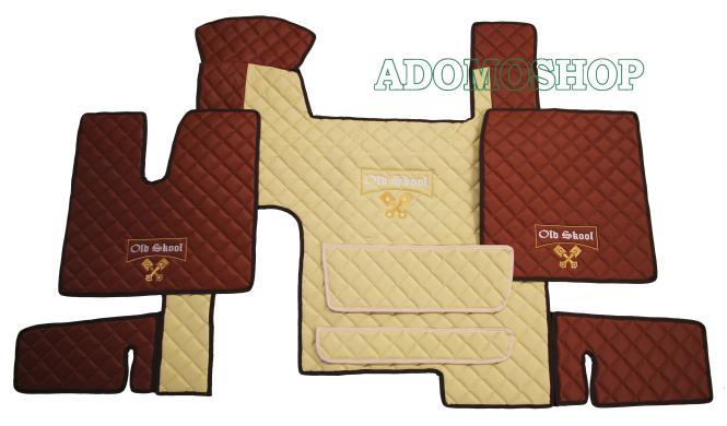 Kunstlederfussmatten für MAN TGX beige-braun Old Skool 