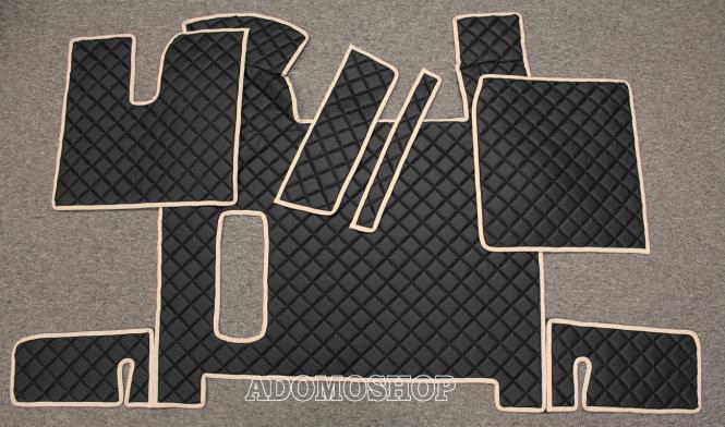 Kunstlederfußmatten für Man TGX ab 2018 schwarz, Umrandung-beige 