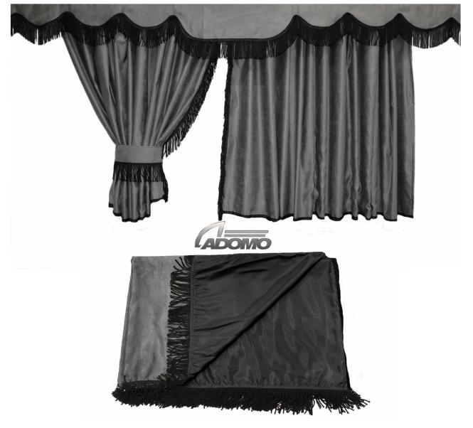 Man Gardinen für TGX, TGS ab 2020, grau-schwarz, gratis Gardinenhaken 