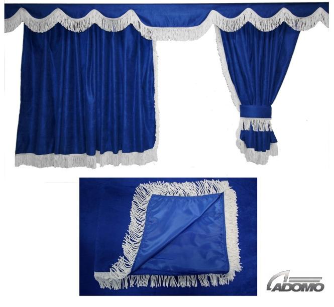 Lkw Gardinen für Volvo FH5, FH4, FH, blau-weiß, gratis Gardinenhaken 