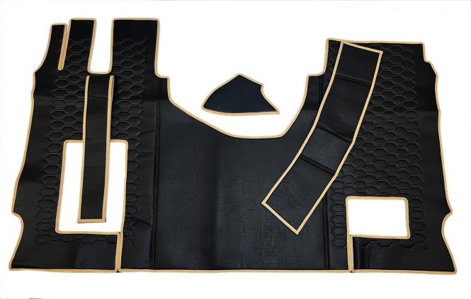 Kunstlederfußmatten mit Sitzsockel 13 cm für MP5 MP4 ACTROS L ab 2024 schwarz - glatt klappbar 