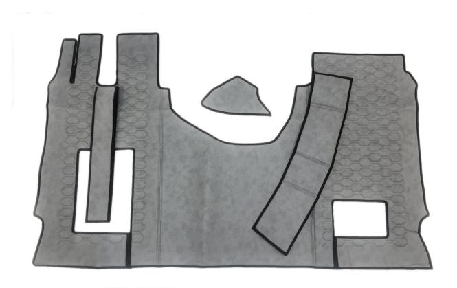 Kunstlederfußmatten mit Sitzsockel 13 cm für MP5 MP4 ACTROS L ab 2024 grau - glatt klappbar 